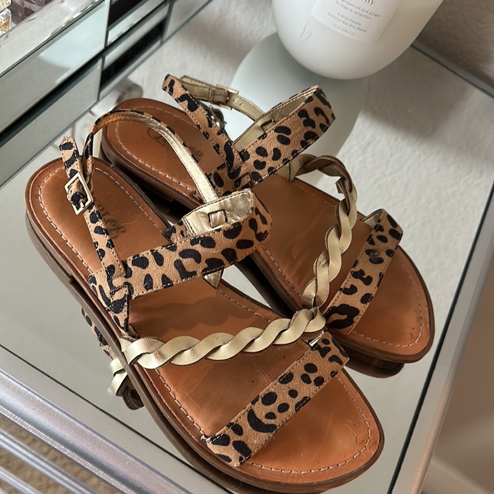Gold cheetah sandals